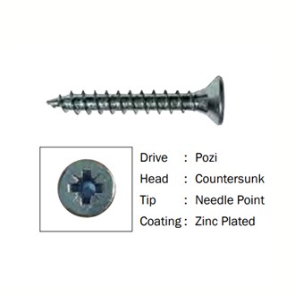 Screws Particleboard Pozi Drive 5.0 x 65mm - (250)