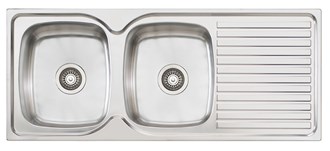 Oliveri Endeavour Double 1135mm Bowl Topmount Sink With Drainer