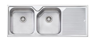 Oliveri Nu-Petite Double Bowl Topmount Sink With Drainer