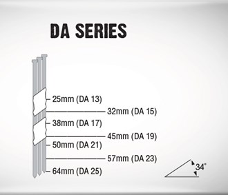 DA Series Brads 32mm x 1.75mm Galvanised (Box Qty 3,000)