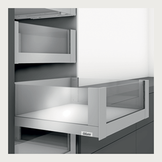Blum LEGRABOX free 450MM Inner Drawer C Height 177MM in Silk White 40KG with HIGH GLASS DESIGN ELEMENT to suit 1200MM Wide Drawer with TIP-ON BLUMOTION. For drawer weight of 0-20kg