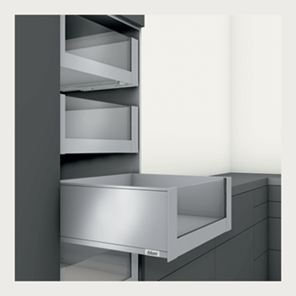 Blum LEGRABOX pure 400MM Inner Drawer C Height 177mm with HIGH GLASS DESIGN ELEMENT to suit 900MM Wide Drawer with Integrated BLUMOTION in Silk White 40KG